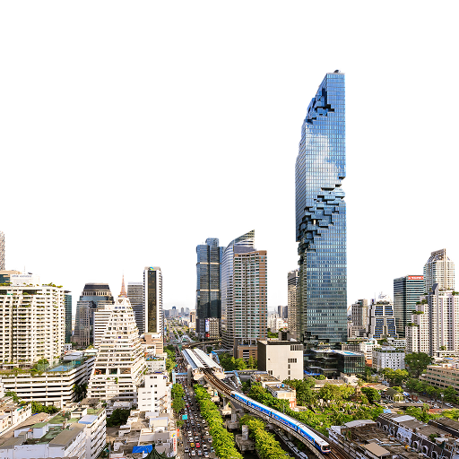 Aerial View of Bangkok with Mahanakhon Tower