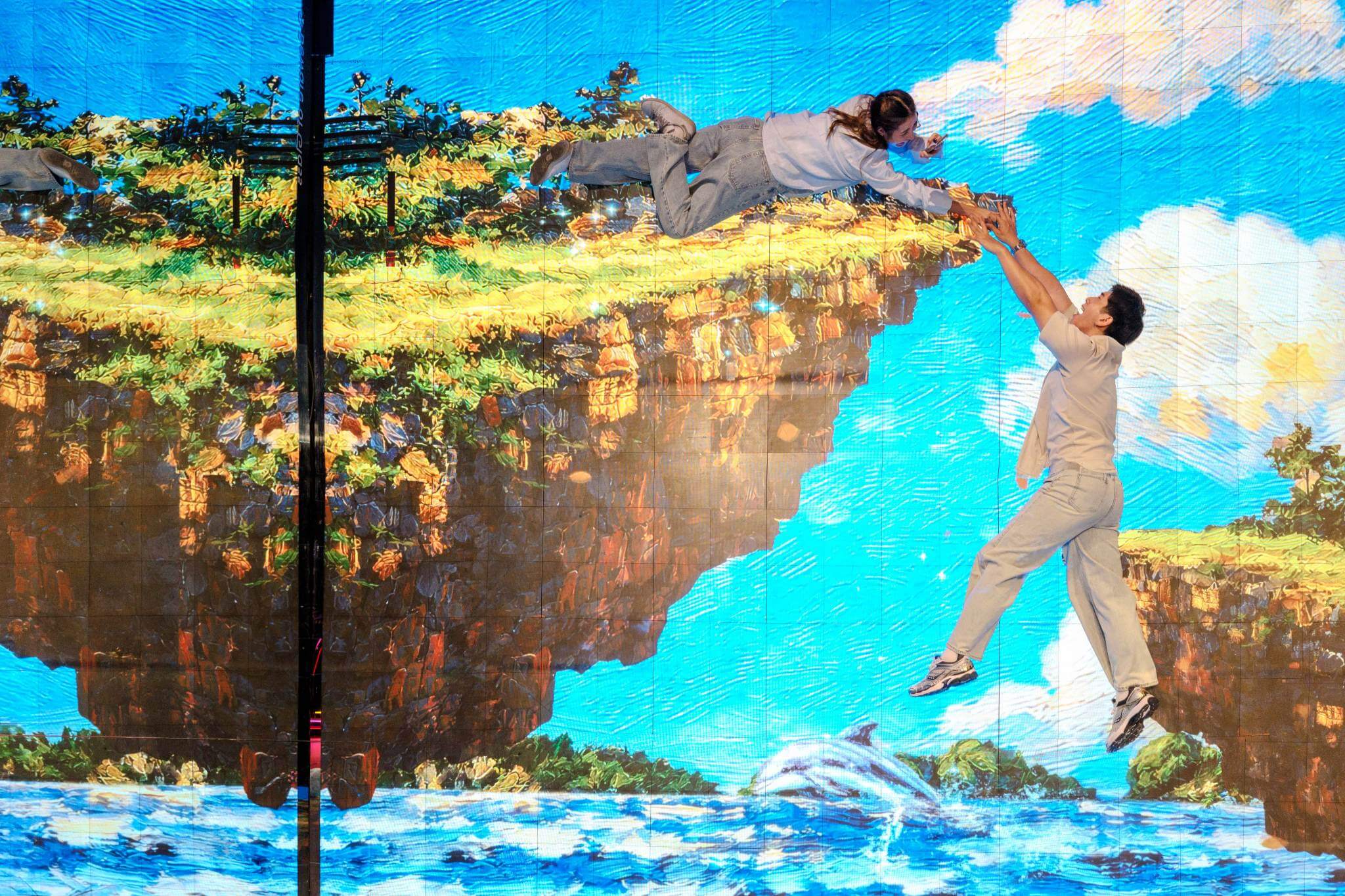 Couple Posing with Floating Island Digital Art