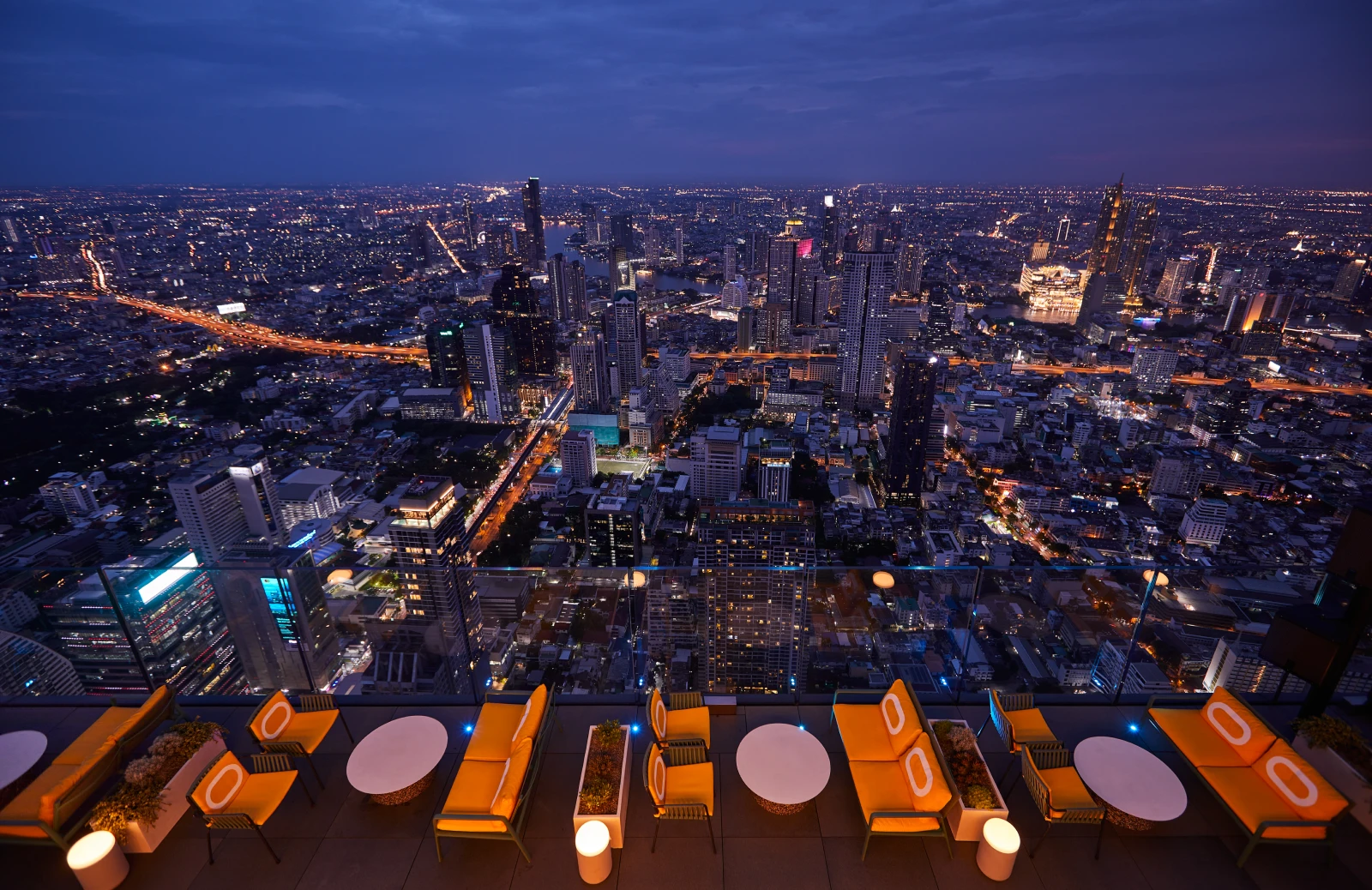 Bangkok City Skyline View from Mahanakhon Rooftop