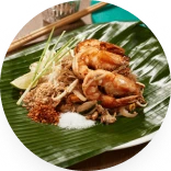 Shrimp Pad Thai on Banana Leaf