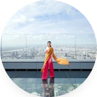Woman on Glass Skywalk