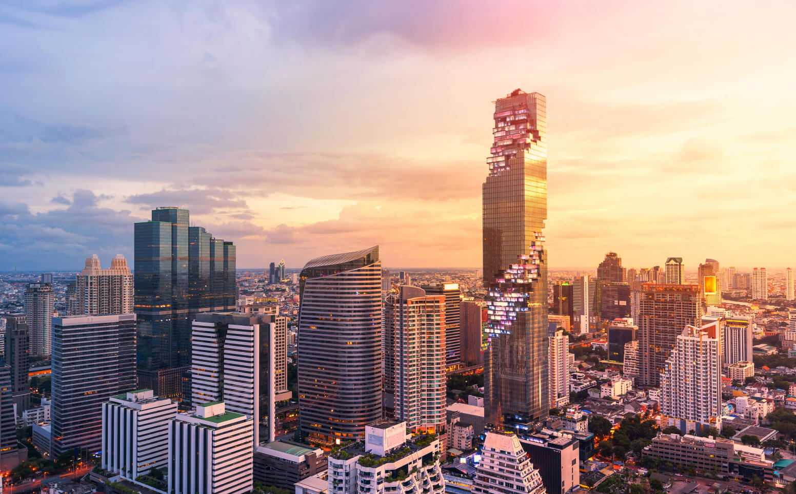 King Power Mahanakhon Building Bangkok Skyline at Sunset