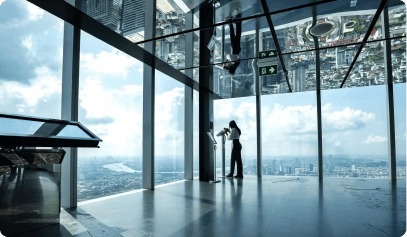 Visitor at Mahanakhon SkyWalk Observation Deck