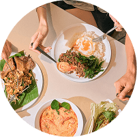 Authentic Thai food dishes on a table
