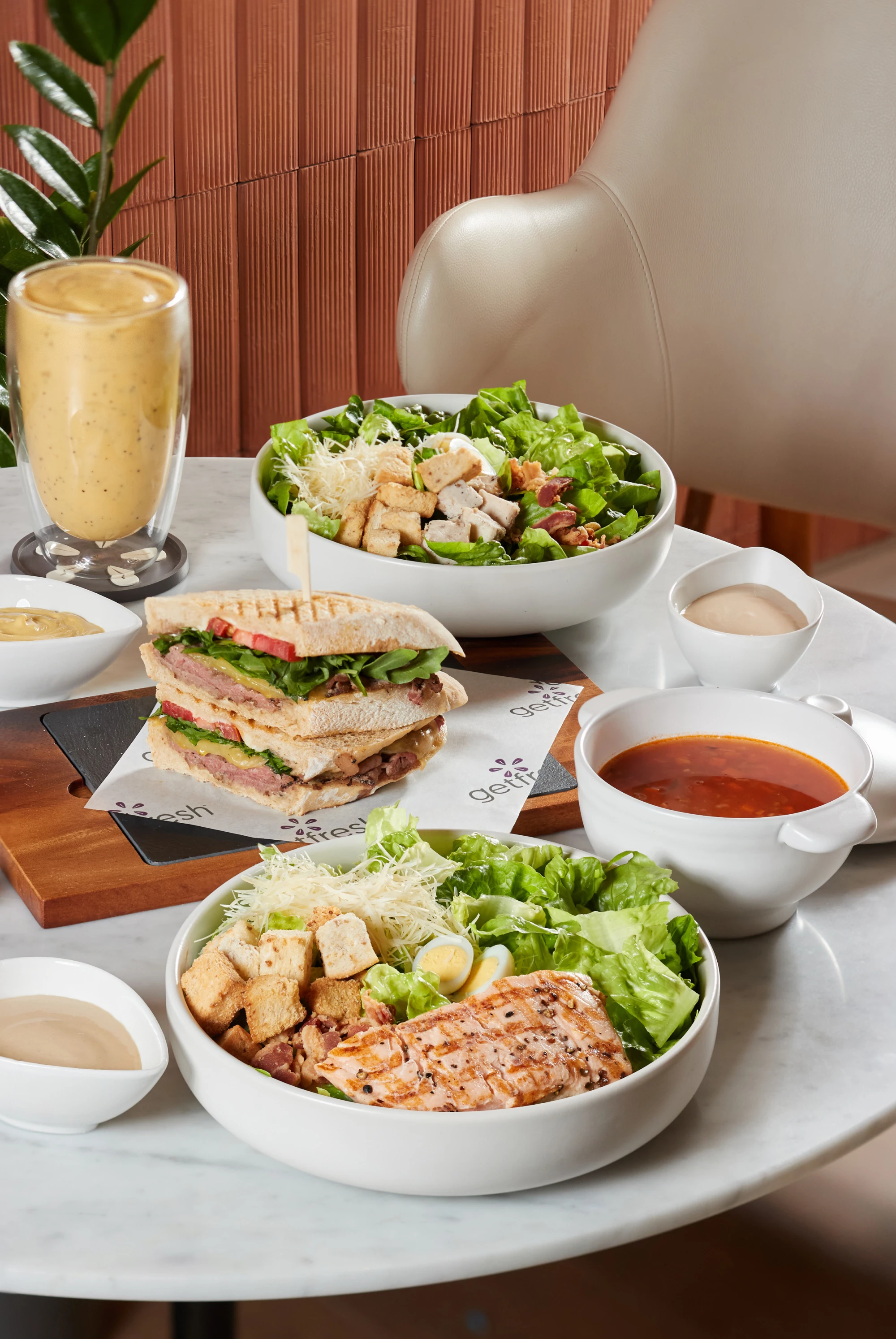 Healthy Lunch Set with Salad and Sandwich