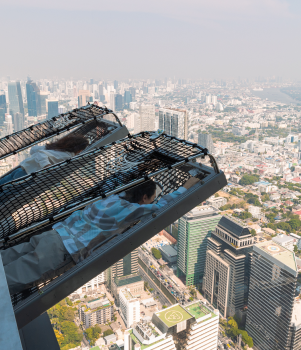 Visitors on Mahanakhon SkyWalk Glass Tray