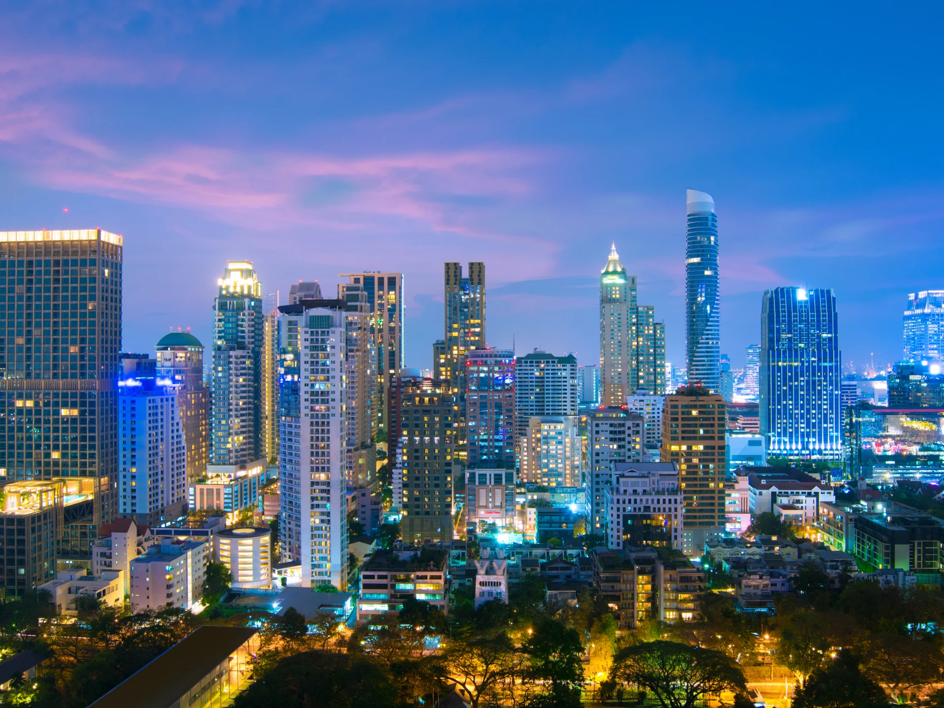 Bangkok Cityscape Night View Skyline Twilight